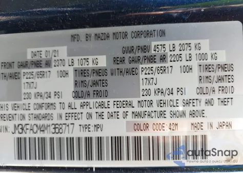 2021 Mazda Cx-5 Touring from USA, damaged, VIN JM3KFACM4M1368717